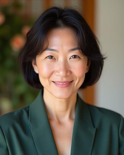 Professional headshot of Rin Karyu, master artist, in her studio.
